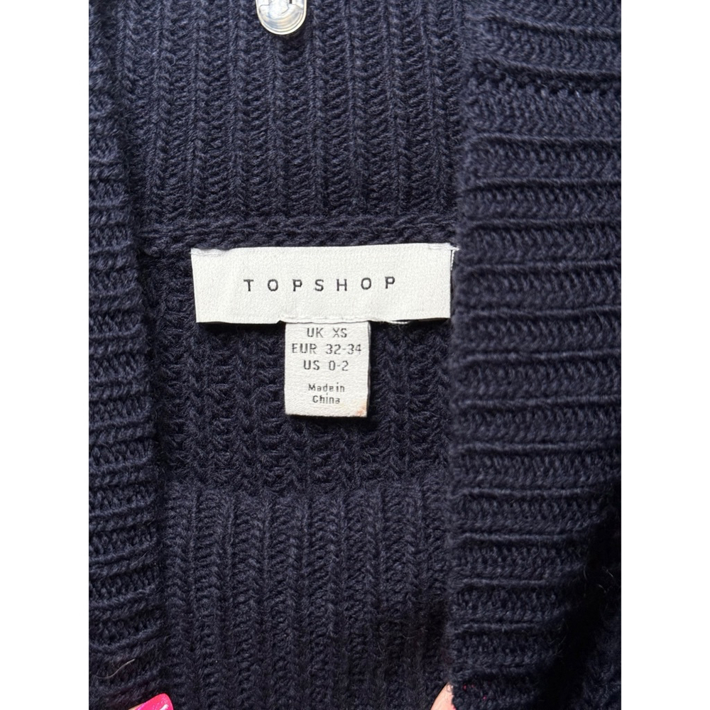 Women's Topshop Navy Ribbed Turtleneck Sweater XS - Picture 3 of 4